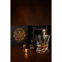 Подарочный набор для виски Moltis Premium Set Saxum — стакан, щипцы, мешочек, подставка и 5 охлаждающих кубиков (MR-1021) 10058